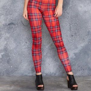 *Limited* Black Milk Clothing TARTAN RED LEGGINGS XS